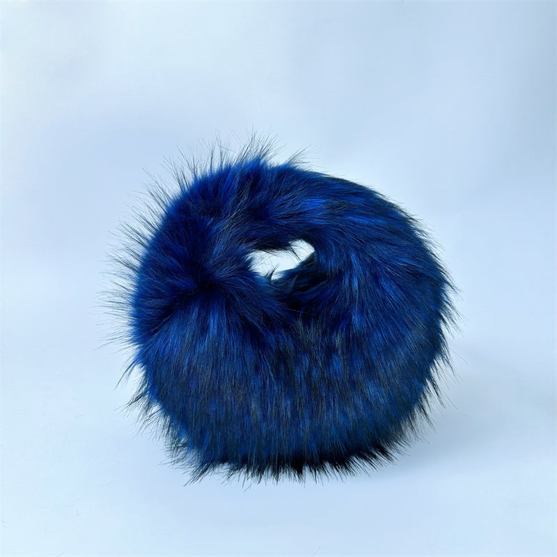 Artificial Raccoon Fur Ball Bag Plush Unique Punk Style Y2g