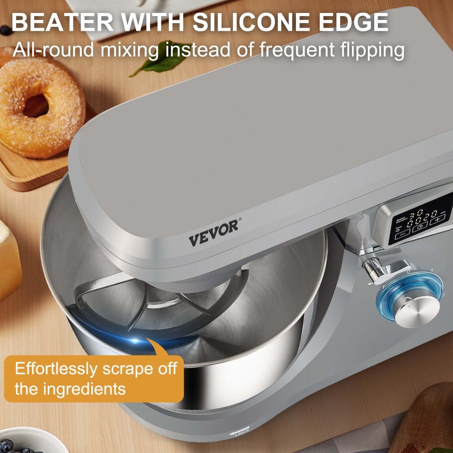 660W Electric Stand Mixer with 7.4 Qt Bowl & LCD Timing Stand Mixer, 660W Electric Dough Mixer W | Ectron Online
