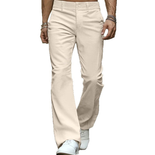 Men's Solid Color Corduroy Bell-Bottoms Men's Formal Corduroy Diagonal Pocket So | Ectron Online
