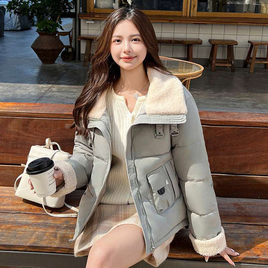 Women's Short Down Jacket with Fur Collar Fashion Down Jacket Women's Short Fur Co | Ectron Online
