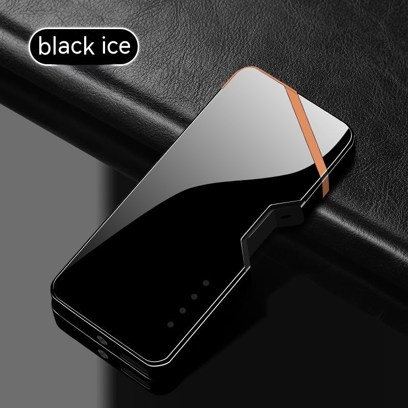 Phone case with 'black ice' branding on a dark background