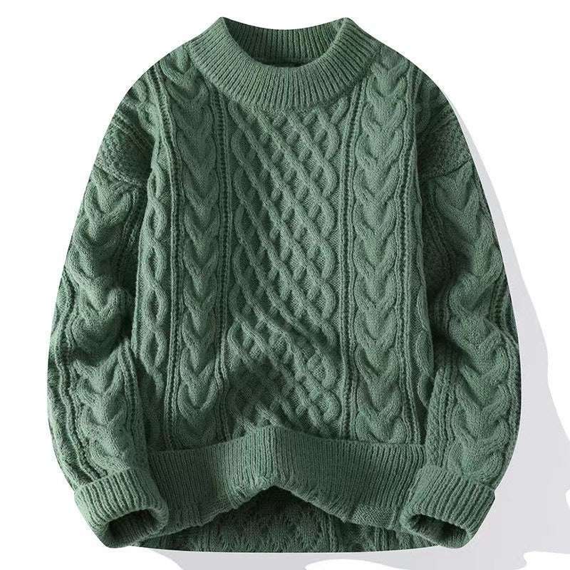 Autumn And Winter New Men's Twist Sweater Casual Round Neck Pullover Top