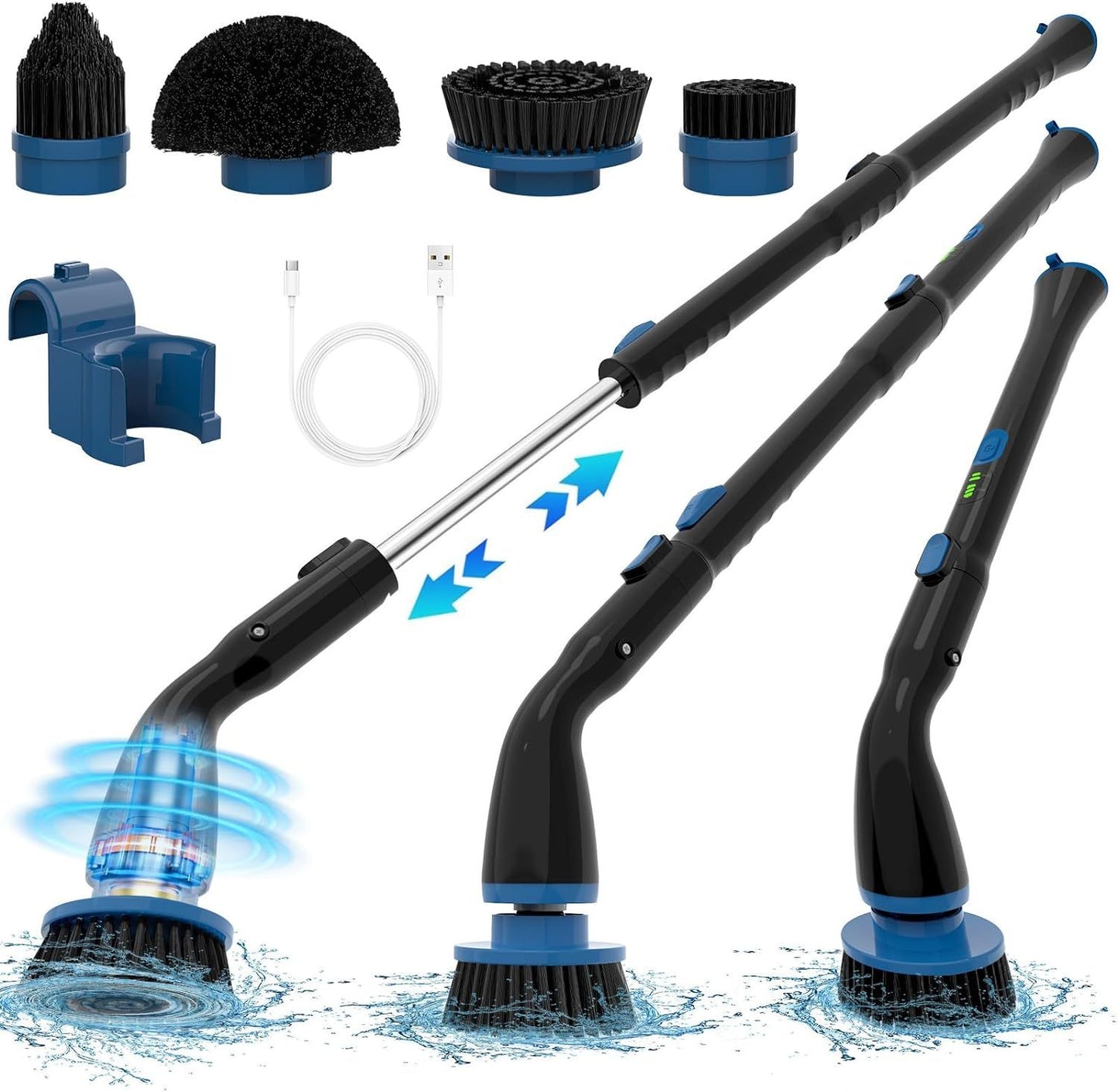 Electric Spin Scrubber, Cordless Cleaning Brush With 4 Replaceable Brush Heads And Adjustable Extension Handle Power Shower Scrubber For Bathroom, Kitchen, Tub, Tile, Floor - Ectron Online