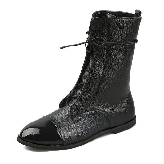 Martin Female Knee-high Black Motorcycle Handsome Chunky Heel Martin Female Knee-high Black Motorcycle | Ectron Online