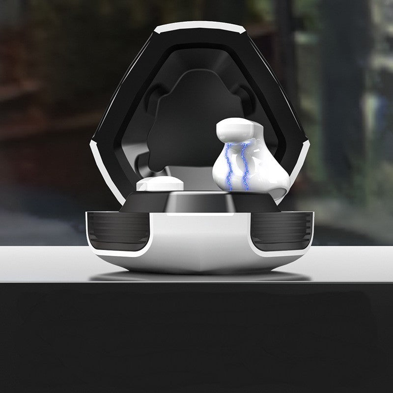 Modern kitchen appliance with a black and white design on a blurred background