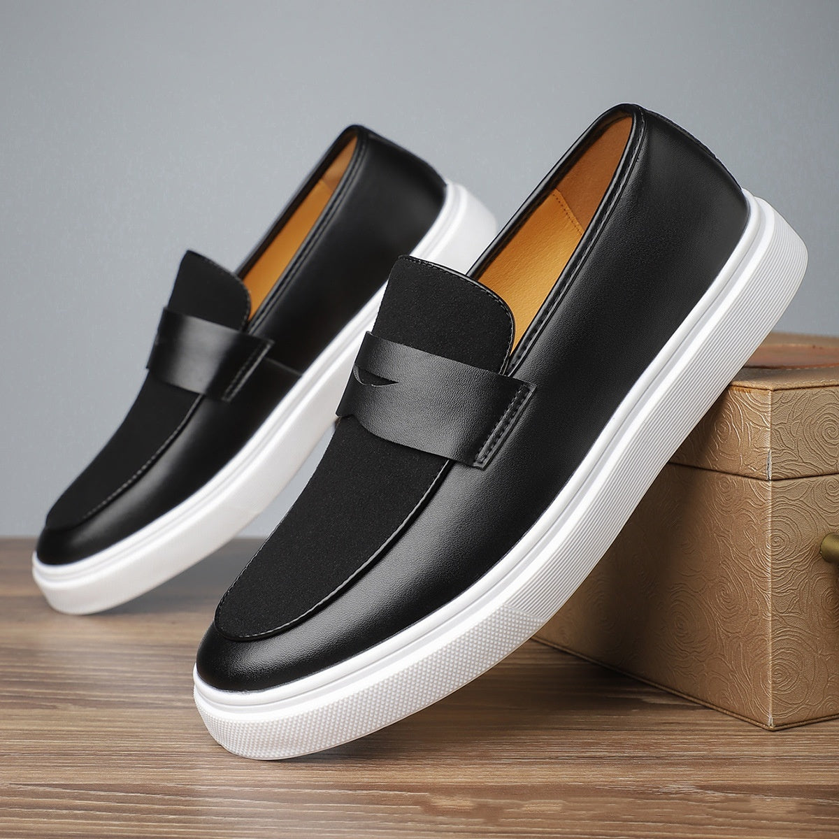 Men's Slip-on Gommino British Style Casual Leather Shoes High-grade