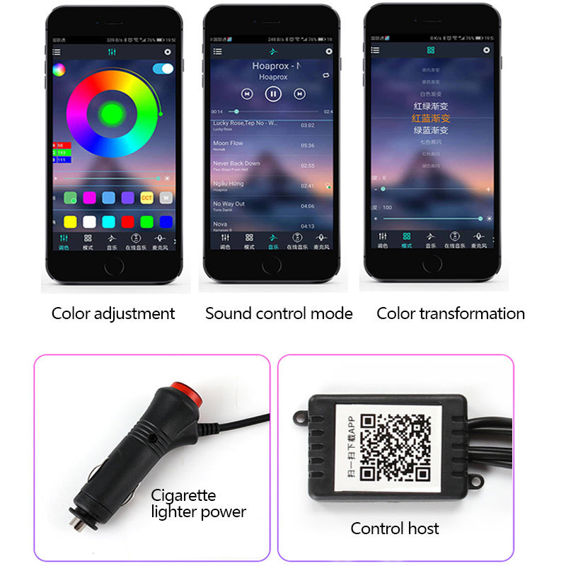 Car Fiber Optic Ambient Light Modified Car Interior Cool Light APP Rhythm Light - Ectron Online