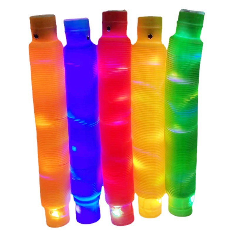 Pop Tube Color Plastic Flash Led Stretch Bellows Vent Telescopic Tube Decompression Glowing Toys 10 Pcs - Ectron Online
