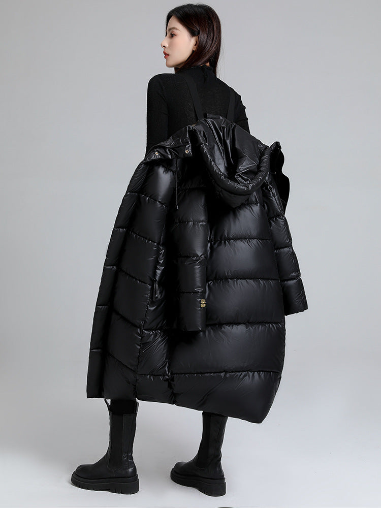 Women's Long Self-Heating Graphene Hooded Padded Jacket