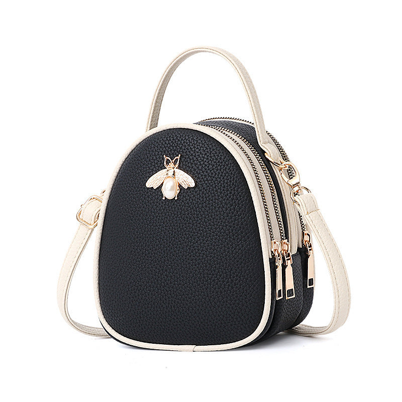 Shoulder Bag Women's New Bee Mini Three-layer Zipper Backpack
