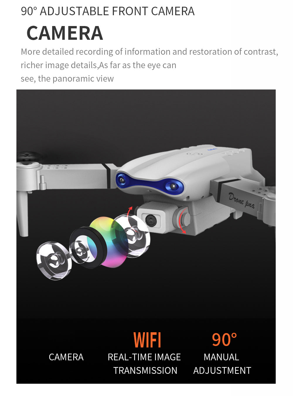 The Battery Configuration Of The E99 Smart Camera Drone Features Real-time Image Transmission From A Single Camera. It Has One-click Touch And Landing Functions. This Is A Foldable Remote-controlled D