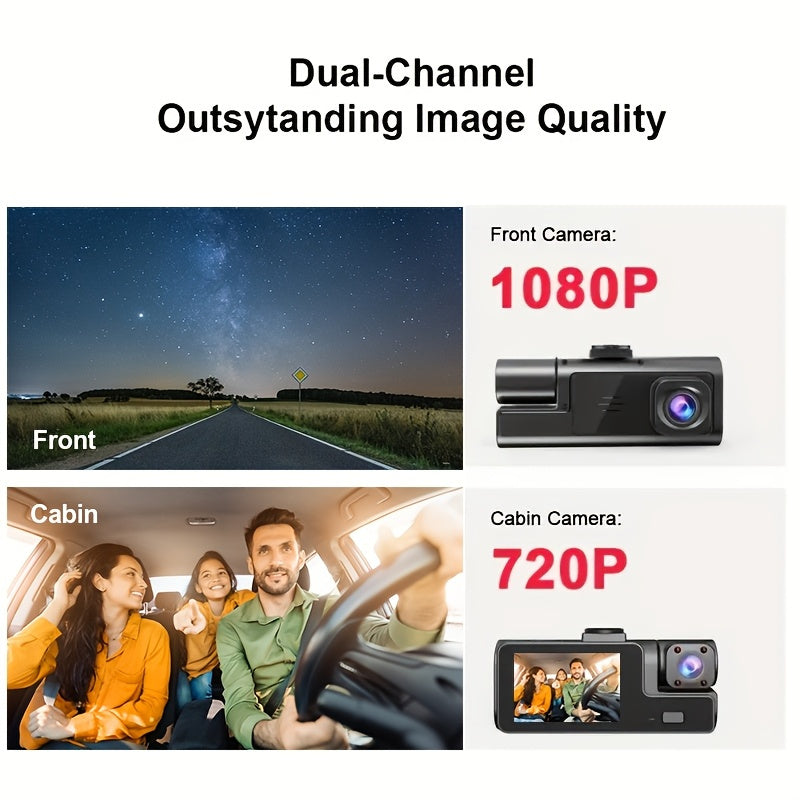3-Lens HD 1080P Dash Cam | Parking Monitor & Rearview Reversing Camera