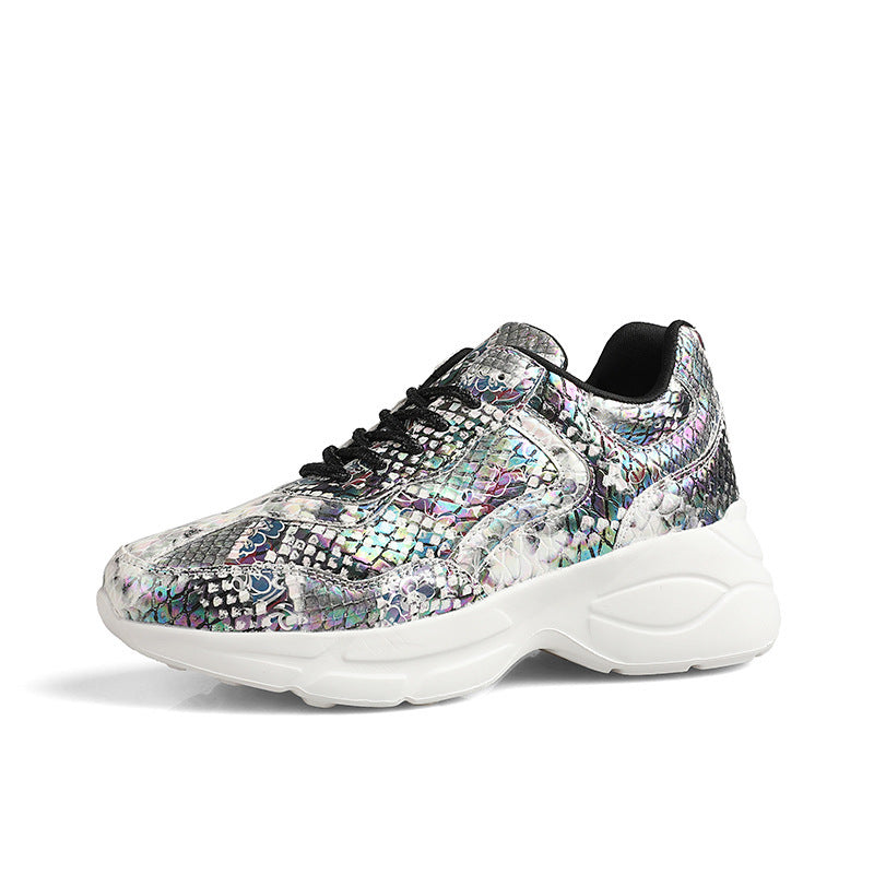 Women's snakeskin platform sneakers