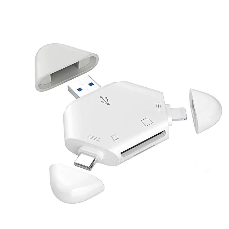 3 In 1 Memory Card Reader With Triangle Magnetic Cap Support TF/SD For PC Laptop MacBook Smart Phone - Ectron Online