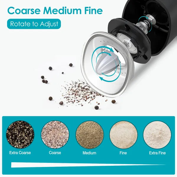 Automatic Gravity Salt and Pepper Grinder | Battery Powered Electric Mill