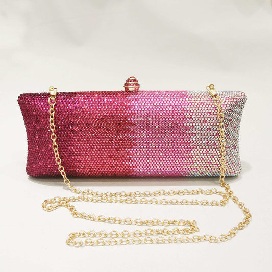 Gradient Rhinestone Women's Dinner Clutch Shoulder Bag