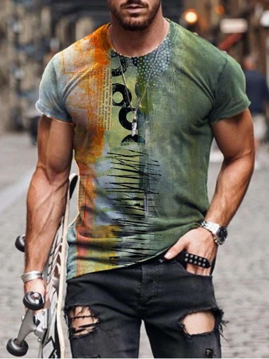 Digital Printed Short-sleeved Round Neck T-shirt