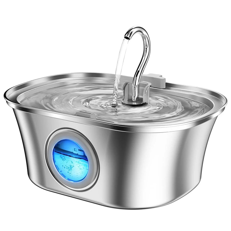 3.2L Cat Water Fountain With Water Level Window,Stainless Steel Automatic Pet Water Fountain,Dog Water Dispenser Durable USB - Ectron Online