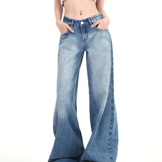 Retro Low-Waist Wide-Leg Jeans – Vintage Summer Denim Women's American-style Retro Low-waist W | Ectron Online