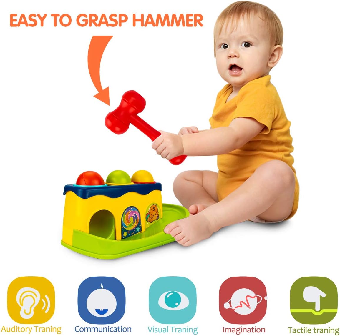 Baby Puzzle Knocking, Music Knocking, Music Knocking, Ball Knocking, Early Education Children Knocking, Small Hammer, Piling Table Knocking, Toy Knocking Baby Toys for 6 to 12-18 Months - Ectron Online