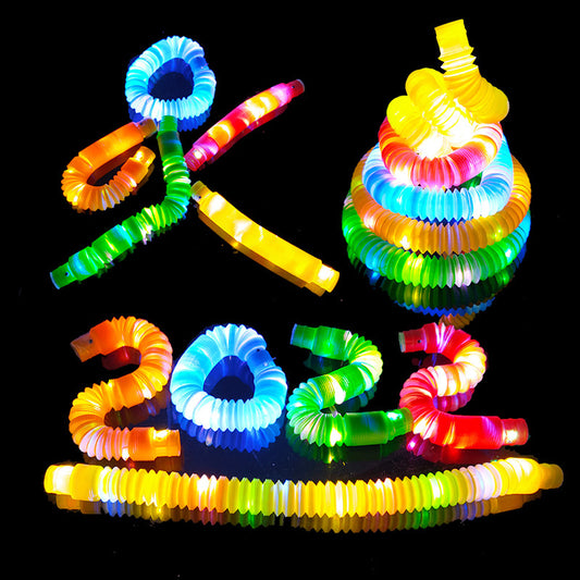 Pop Tube Color Plastic Flash Led Stretch Bellows Vent Telescopic Tube Decompression Glowing Toys 10 Pcs - Ectron Online