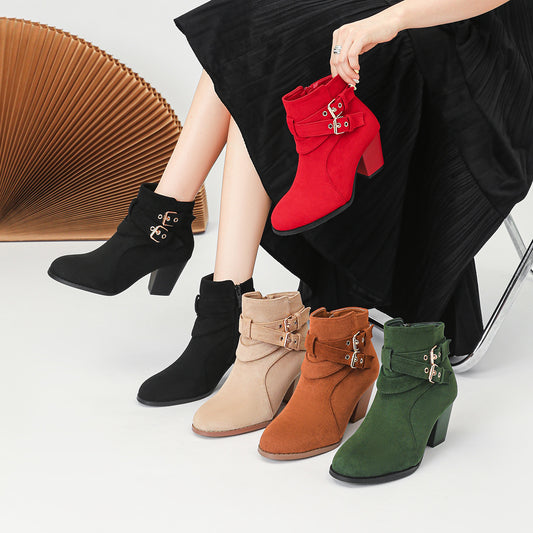Elegant Suede Ankle Boots for Women - Comfortable High Heel Women's Ankle Boots New Fashion Ankle Bo | Ectron Online