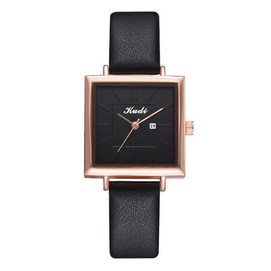 Fashion Square Student Watch with Calendar Calendar Square Fashion Student Wristban | Ectron Online