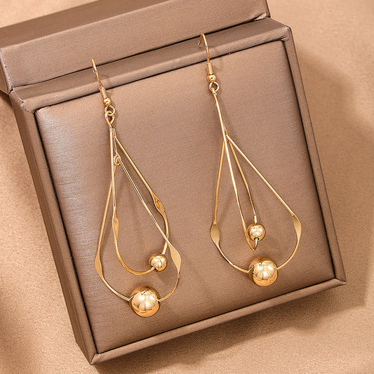 French Style Hollow Water Drop Tassel Earrings for Women Female French Style Temperament Hollow W | Ectron Online