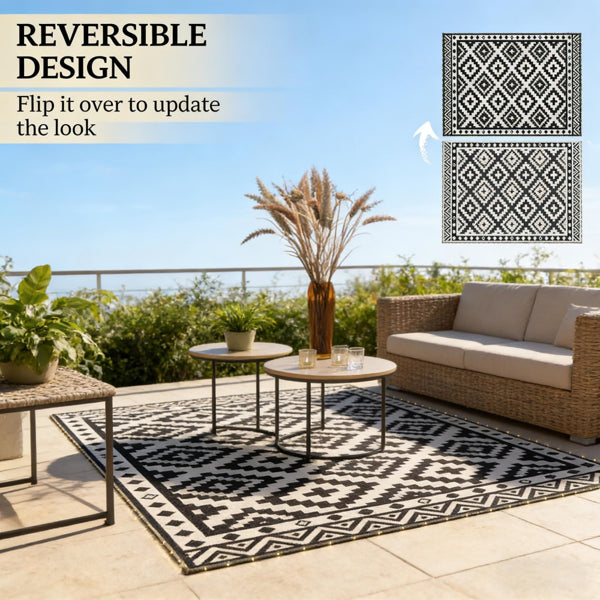 Classic Reversible Outdoor Rug | Large Weatherproof Area Mat