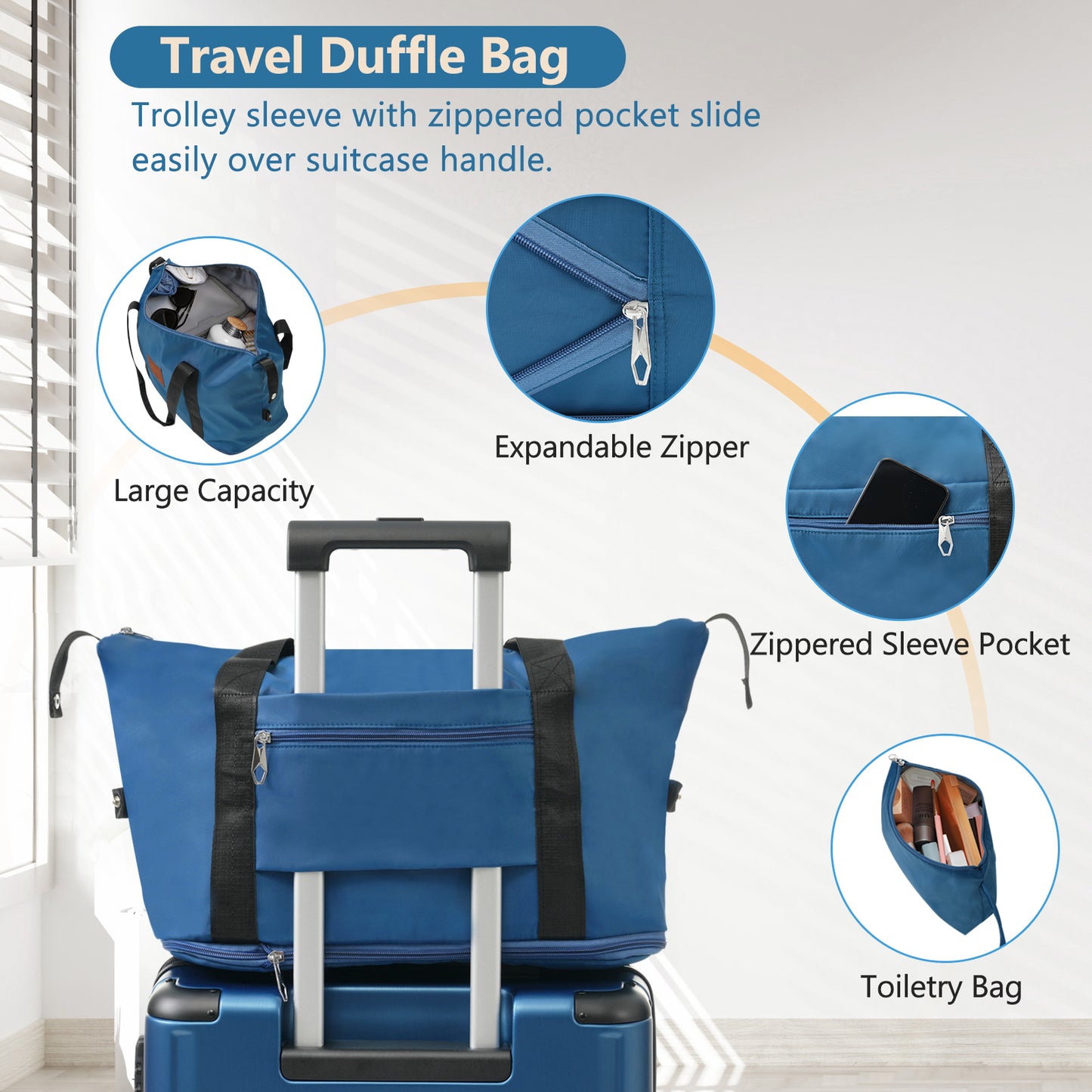 Hardshell Luggage Sets 3 Piece Carry-on Suitcases with Wheels, TSA Lock for Men Women, Blue (20in) - Ectron Online