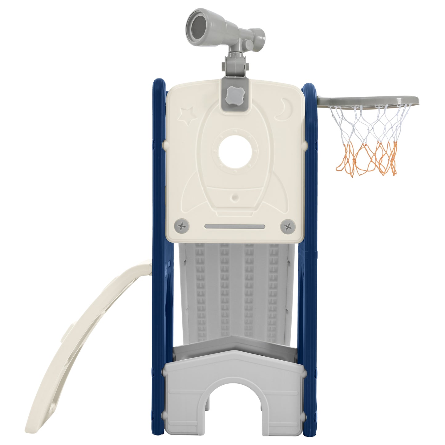 Freestanding Spaceship Set with Slide, Telescope and Basketball Hoop, Golf Holes for Toddlers, Kids Climbers Playground - Ectron Online