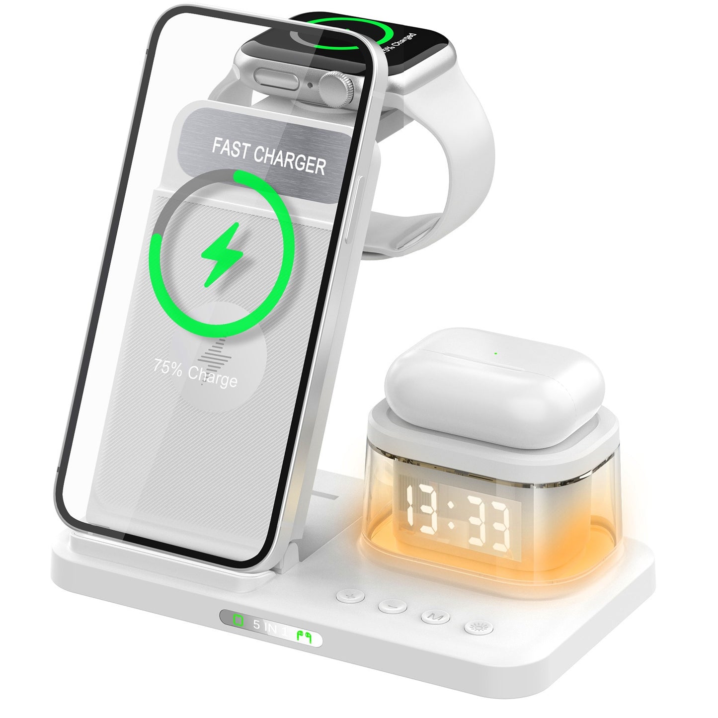 15W fast charging wireless charging folding five in one wireless charging mobile phone charging station card rechargeable - Ectron Online