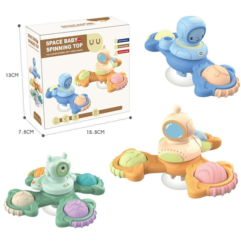 Fun press able suction cup rotating Le detachable stacked astronaut children's fingertip gyroscope baby early education toy - Ectron Online