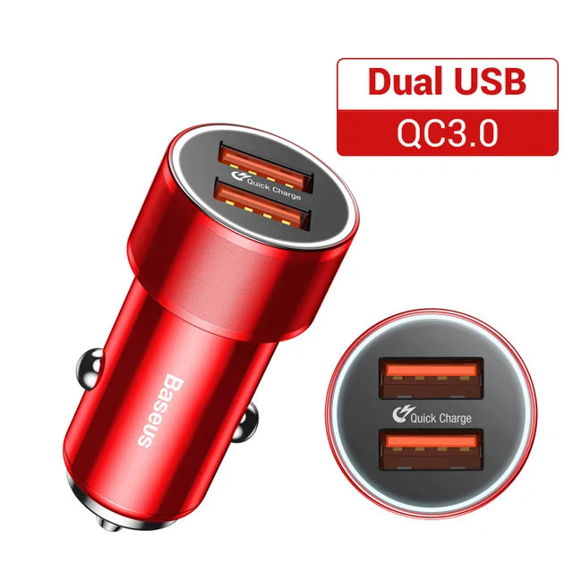 Baseus 36W Dual USB Quick Charge QC 3.0 Car Charger For iPhone USB Type-C PD Fast Charger Mobile Phone Quick Charger Car-Charger - Ectron Online