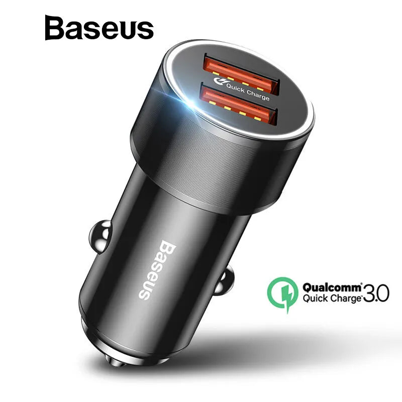 Baseus 36W Dual USB Quick Charge QC 3.0 Car Charger For iPhone USB Type-C PD Fast Charger Mobile Phone Quick Charger Car-Charger - Ectron Online