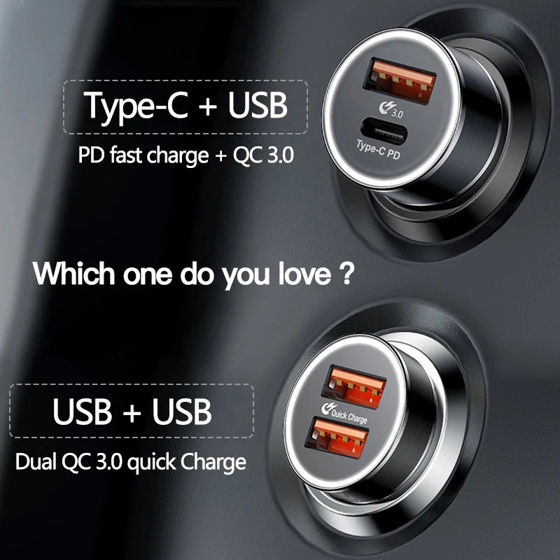 Baseus 36W Dual USB Quick Charge QC 3.0 Car Charger For iPhone USB Type-C PD Fast Charger Mobile Phone Quick Charger Car-Charger - Ectron Online