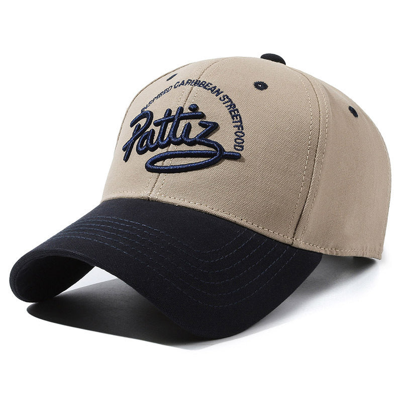Beige and black cap