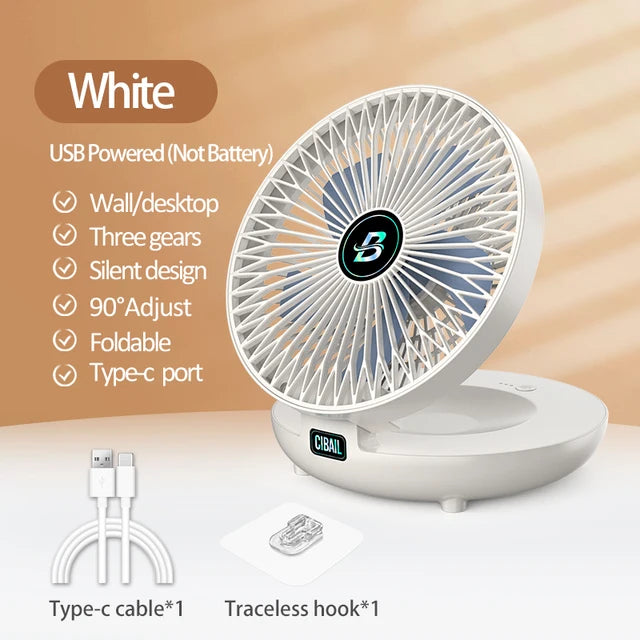 Best Sellers 2IN1 Folding Desktop Fan Portable Air Conditioner Wall Mounted Fan Rechargeable With 3 Gears for Home Office - Ectron Online