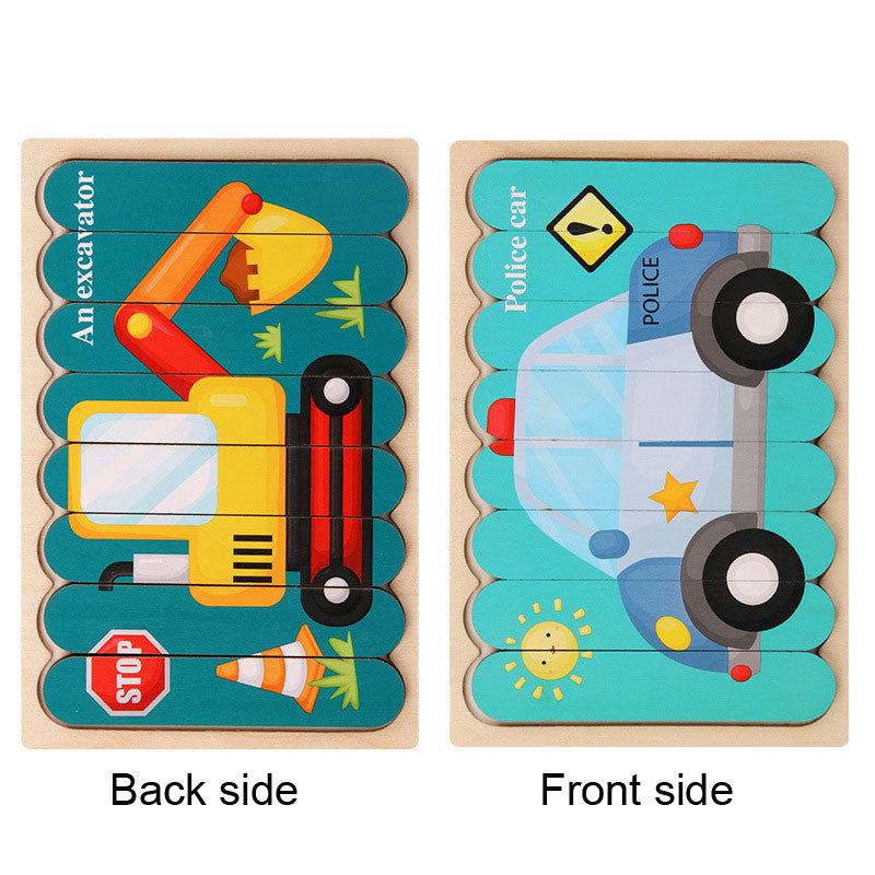 Wooden Creative Strip Puzzle Children's Educational Early Childhood Enlightenment Cognitive Cartoon Animal Puzzle Board Toys - Ectron Online
