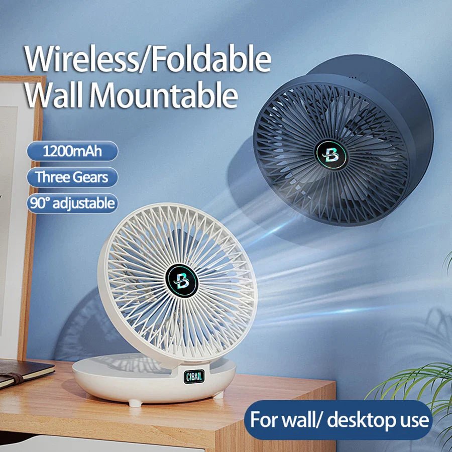 Best Sellers 2IN1 Folding Desktop Fan Portable Air Conditioner Wall Mounted Fan Rechargeable With 3 Gears for Home Office - Ectron Online