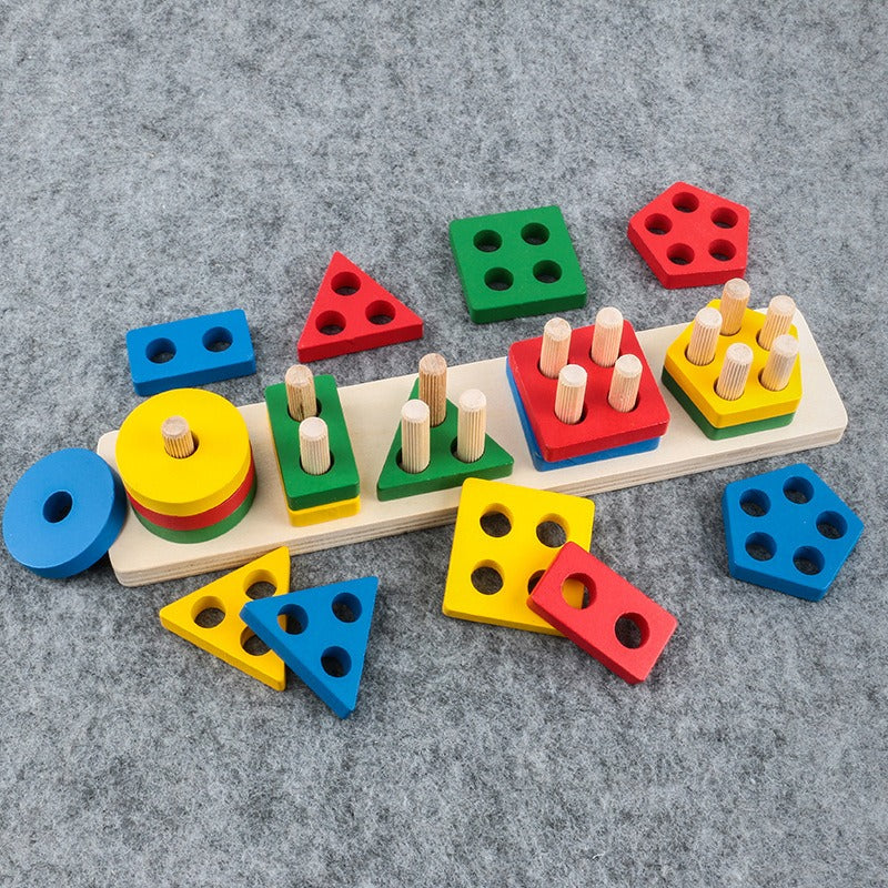 Montessori geometric shape column matching block assembly for children's enlightenment early education toys for boys and girls a - Ectron Online