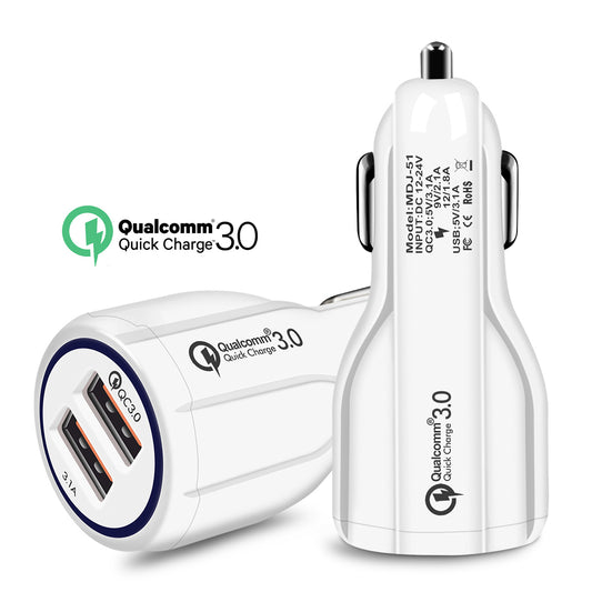 QC Quick Charge 3.0 Dual Car Charger Adapter Auto Mobile Phone Charger - Ectron Online