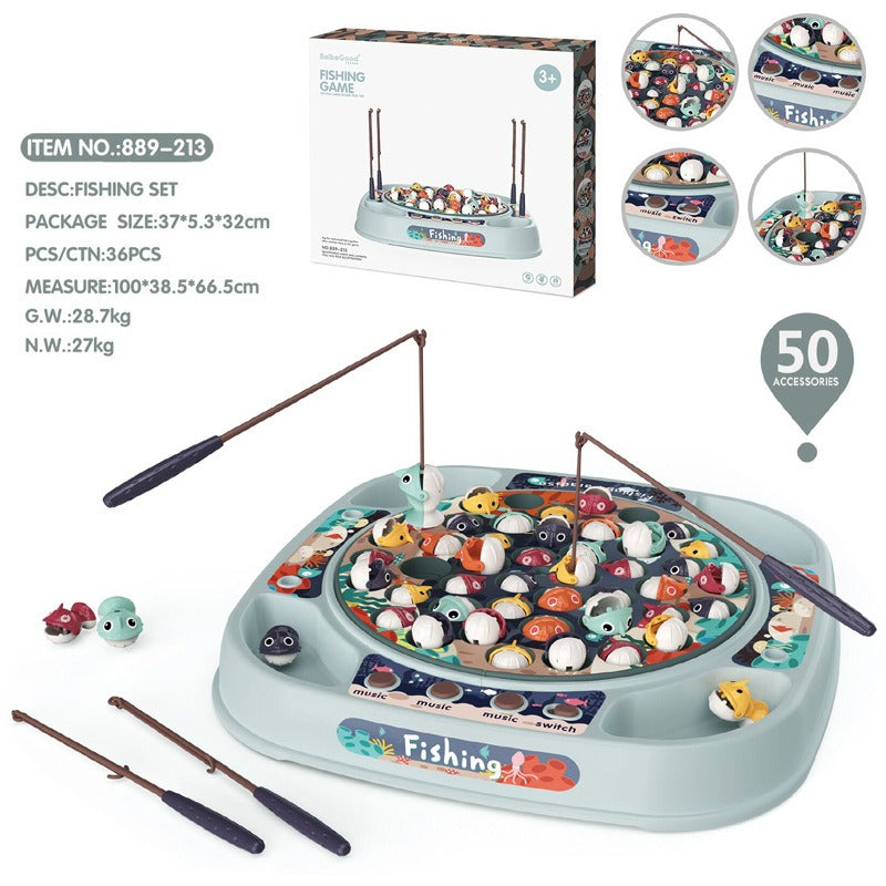 Play house simulation baby fishing toy children electric rotating music light function parent-child interaction - Ectron Online