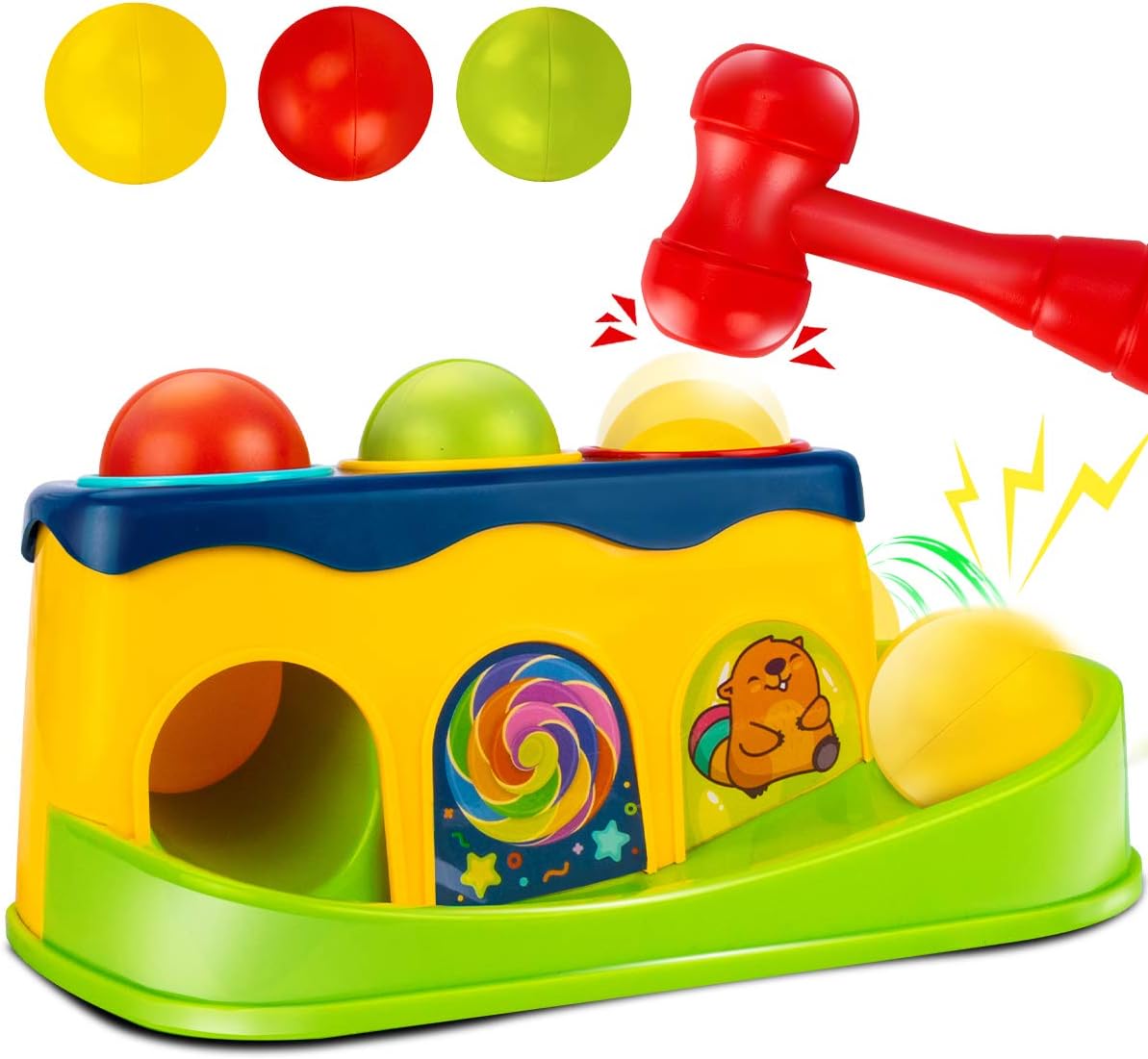 Baby Puzzle Knocking, Music Knocking, Music Knocking, Ball Knocking, Early Education Children Knocking, Small Hammer, Piling Table Knocking, Toy Knocking Baby Toys for 6 to 12-18 Months - Ectron Online