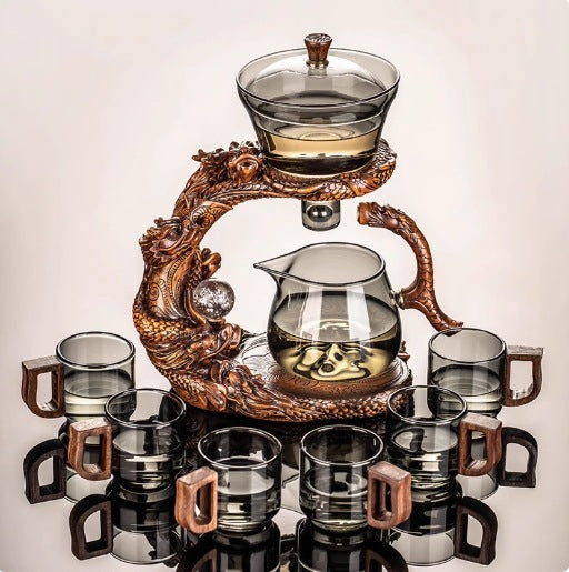 Dragon Year Automatic Lazy Glass Tea Set