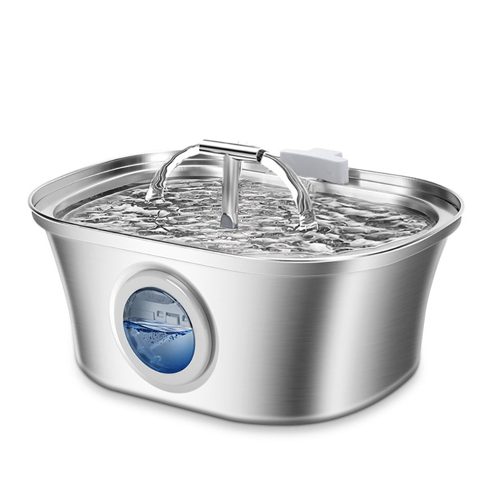 3.2L Cat Water Fountain With Water Level Window,Stainless Steel Automatic Pet Water Fountain,Dog Water Dispenser Durable USB - Ectron Online