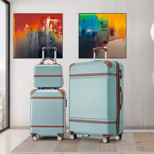 Hardshell Luggage Sets 3 Pieces 20"+28" Luggages and Cosmetic Case Spinner Suitcase with TSA Lock Lightweight,Green - Ectron Online