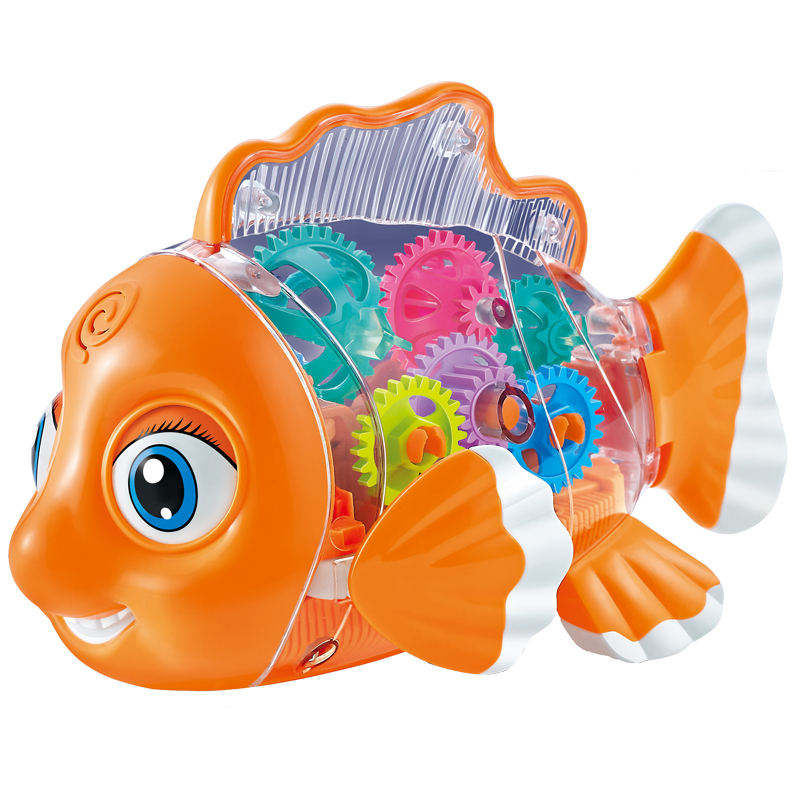 Electrical Universal Driving Walking Animal Toy Plastic Rotating Transparent Pinion Gear Fish with Dazzling Flash Light Music - Ectron Online