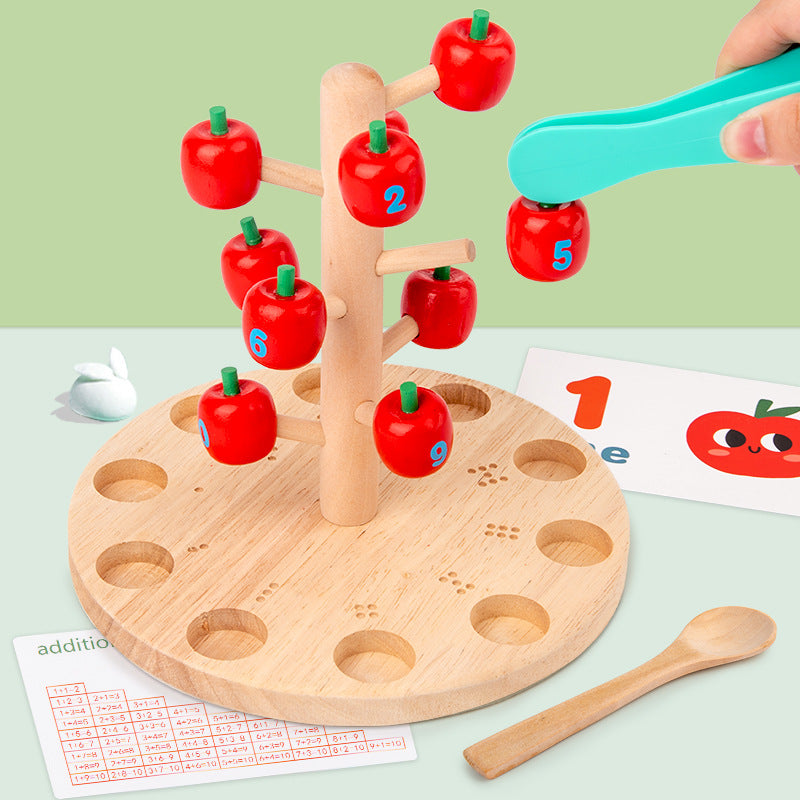Montessori Early Education Digital Spelling Puzzle Picking Apple Toy Exercise Small Hand Fine Focus Picking Apple Game - Ectron Online