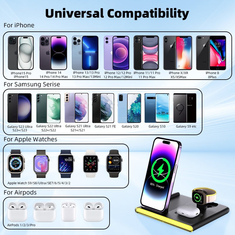 3-in-1 wireless charging folding 3-in-1 wireless charger suitable for Apple and Samsung wireless charging - Ectron Online